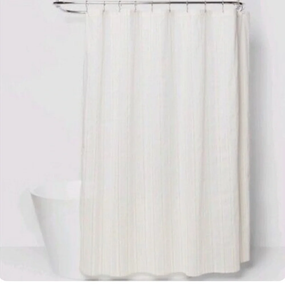 NWT threshold tan striped variegated shower curtain 72”x72”